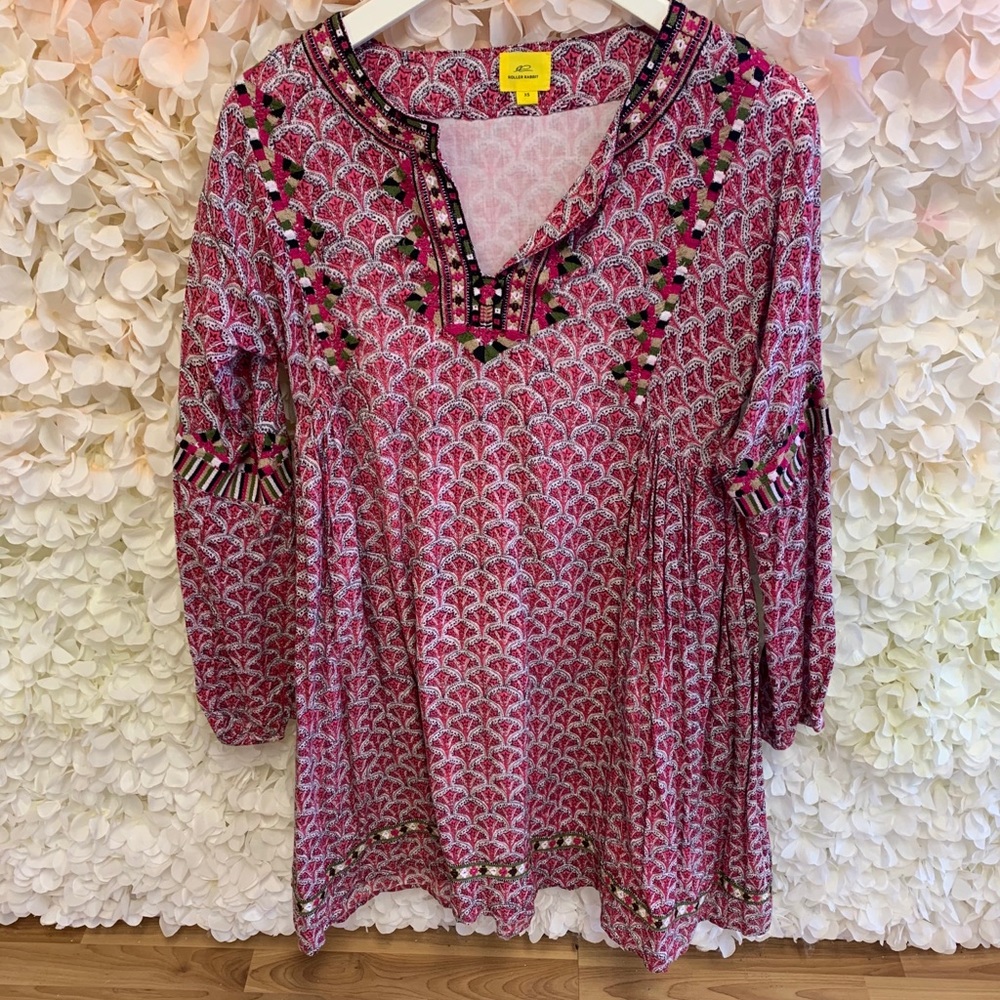 Roller Rabbit Pink Patterned Dress XS